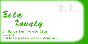 bela kovaly business card